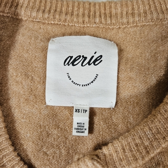 Aerie Wool Blend Button Up Sweater, Peachy Orange, XS - Picture 6 of 11